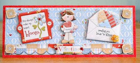 Dl Card Front Sending You Love N Kisses Valentine by Debbie Knechtel