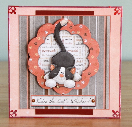 Ready to Pounce Cats Whiskers Card Front by Debbie Knechtel