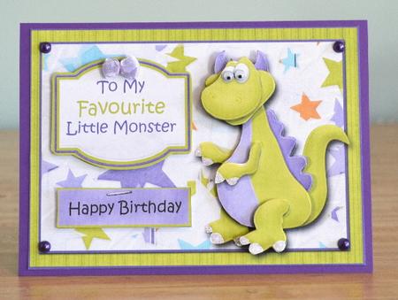 To My Favorite Little Monster Card Front with Decoupage by Debbie Knechtel