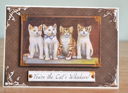 Attention You're the Cat's Whisker's! Vintage Card Front by Debbie Knechtel