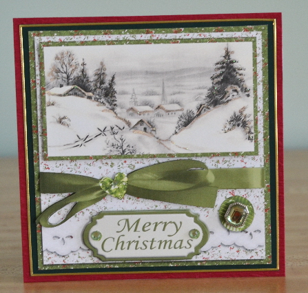 Vintage Snow Scene Christmas Green Colour Theme by Debbie Knechtel