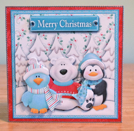 Polar Bear & Friends Square Card Front + Decoupage by Debbie Knechtel