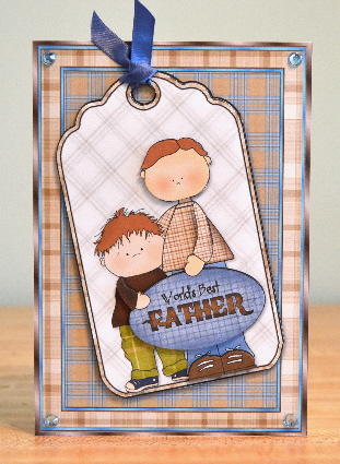Worlds Best Father Card Front, Topper and Decoupage by Debbie Knechtel