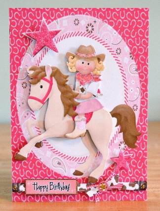 Rodeo Girl on Cream Horse by Debbie Knechtel