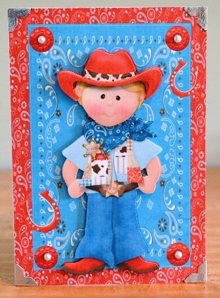 Cowboy in Blue Frame by Debbie Knechtel
