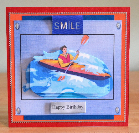 Kayak Water Sports Pyramid Card Topper by Debbie Knechtel