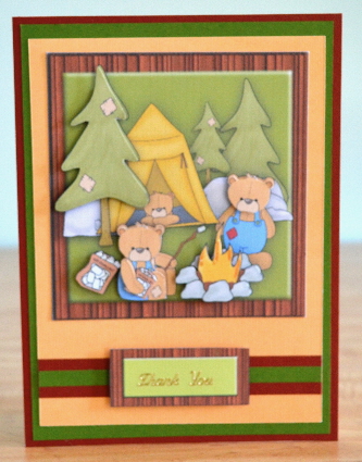 Camping Bears Father Day Square Card Topper by Debbie Knechtel