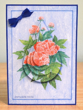 Japanese Floral Notecards 5, Japanese Rose, A5 Pyramid Card by Debbie Knechtel
