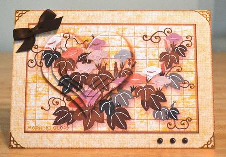 Japanese Floral Notecards 6a, Morning Glory, A5 Pyramid Card by Debbie Knechtel