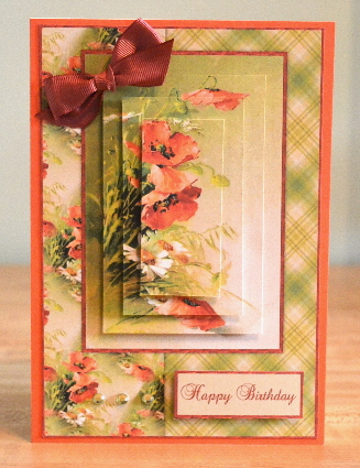 Beautiful Vintage Painted Poppies A5 Quick Card by Debbie Knechtel