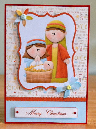 Nativity Christmas Card Front with Decoupage by Debbie Knechtel