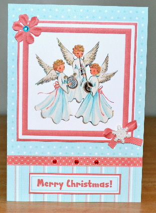 Christmas Angels Card Front with Decoupage by Debbie Knechtel