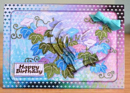 Japanese Floral Notecards 14, Morning Glory, A5 Pyramid Card by Debbie Knechtel