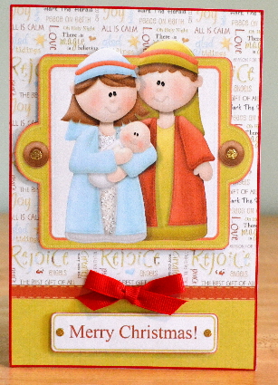 Mary, Joseph & Jesus Nativity Card Front with Decoupage by Debbie Knechtel