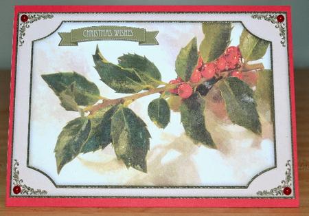 Christmas Holly Branch Watercolour Quick Card by Debbie Knechtel
