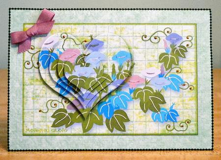 Japanese Floral Notecards 6, Morning Glory, A5 Pyramid Card by Debbie Knechtel