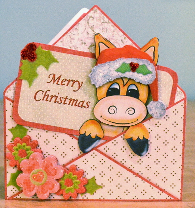 Horse Christmas Envelope Peeper Card Mini Kit by Debbie Knechtel
