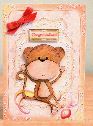 Wee Ones Monkey, A5 Step by Step Card by Debbie Knechtel