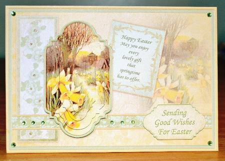 Vintage Daffodils & Church Easter Quick Card by Debbie Knechtel