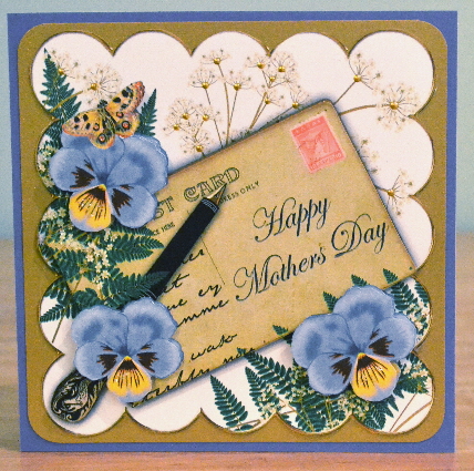 Blue Pansy Happy Mothers Day Ink Saver 6in Step by Step by Debbie Knechtel