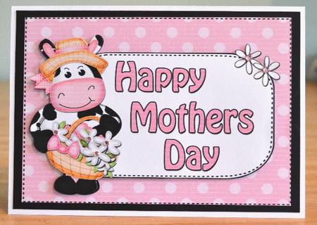 5x7 Milly Moo Cow Mothers Day Dots 3D Step by Step Decoupage by Debbie Knechtel