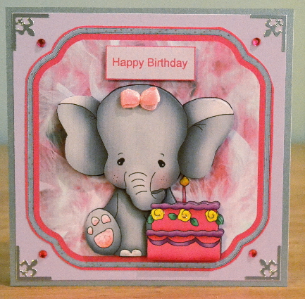 Elephant Party Card and Decoupage by Debbie Knechtel