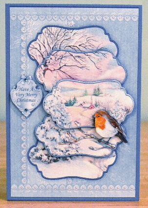 Christmas Robin in Winter 5 Panel Quick Card by Debbie Knechtel
