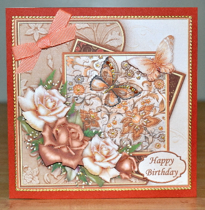 Brown Florals Jigsaw Card & Decoupage by Debbie Knechtel