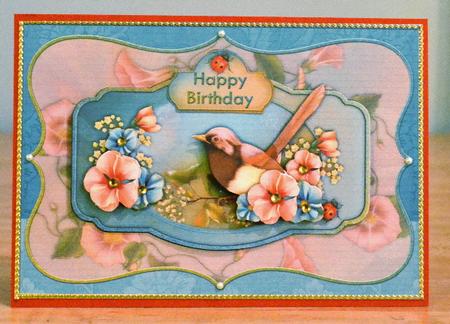Bird Garden Card Front and Decoupage by Debbie Knechtel