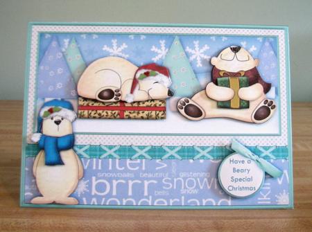 3 Christmas Polar Bears Topper and Decoupage by Debbie Knechtel