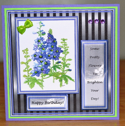 6 x 6 Delphinium Flowers - Decoupage Card Topper by Debbie Knechtel