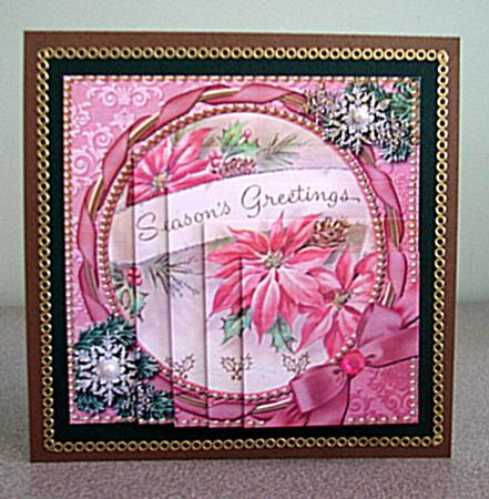 Pink Poinsettia Circle Snow 5in Square One Corner Stacker by Debbie Knechtel