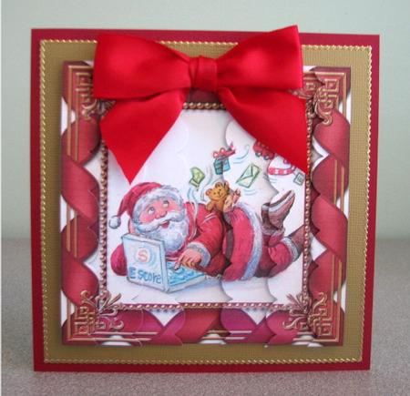 E-shop Santa 5inch Square Scalloped 2 Side Stacker by Debbie Knechtel