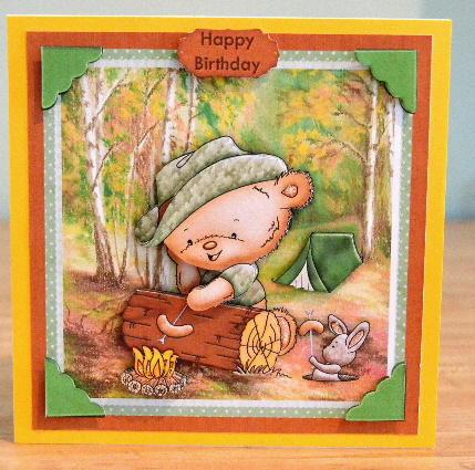 Happy Camper Roasting Hotdogs Card Topper & Decoupage by Debbie Knechtel
