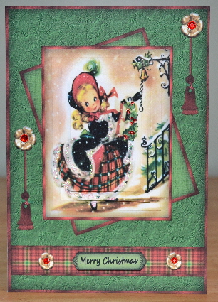 Christmas Lassie in Scotish Skirt Py by Debbie Knechtel