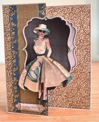 Fashionista E,tessa A5 Foldback Card by Debbie Knechtel