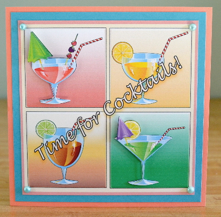 Time for Cocktails - 8in x 8in Decoupage by Debbie Knechtel