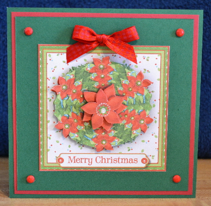 Poinsettia Circle Merry Christmas Quick Card Front by Debbie Knechtel