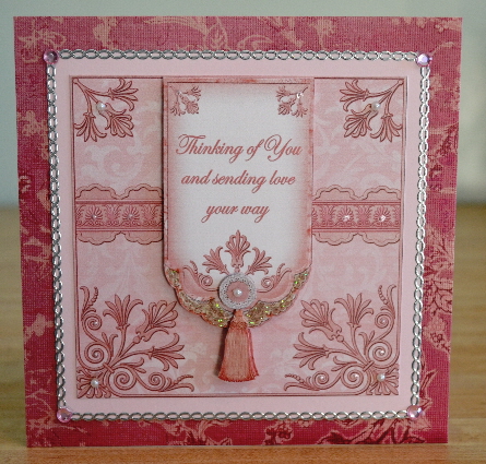 Pink Thinking of You 7in Ornate Lace Tag Topper by Debbie Knechtel