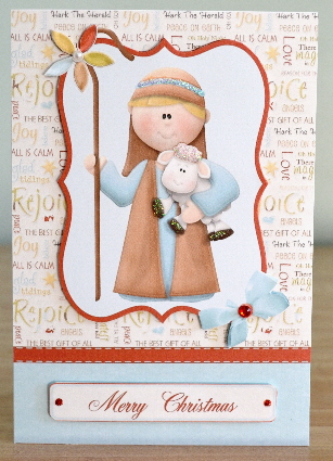 Nativity Shepherd Card Front & Decoupage by Debbie Knechtel