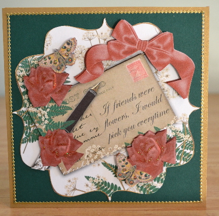 Red Rose If Friends Were 6in Bracket Decoupage Topper by Debbie Knechtel