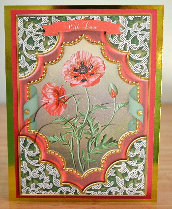 Painted Poppies Ornate Diamond 7x5 Scallop Bottom Stacker by Debbie Knechtel