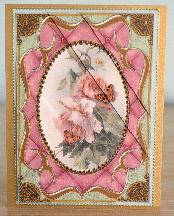 Pink Rose Butterfly Bracket 7x5in Triangle Corner Stacker by Debbie Knechtel