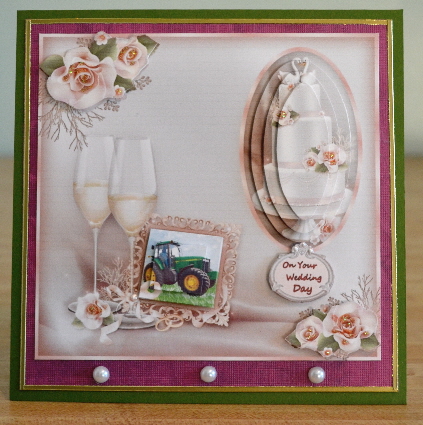 Green Tractor Wedding Card Mk by Debbie Knechtel