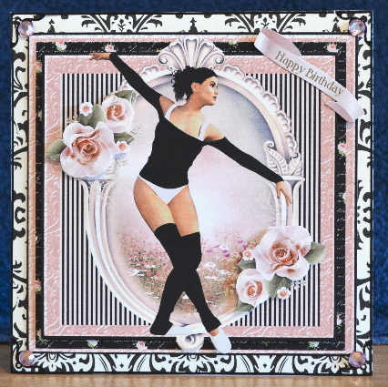 The Beautiful Pink Rose Ballet Card Front Kit by Debbie Knechtel