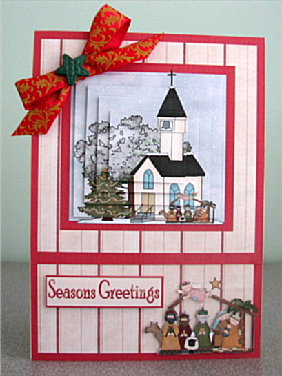 Christmas Church Pyramid Card by Debbie Knechtel
