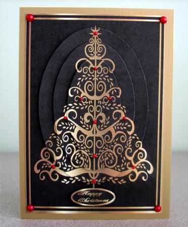 Christmas Tree Black and Gold by Debbie Knechtel