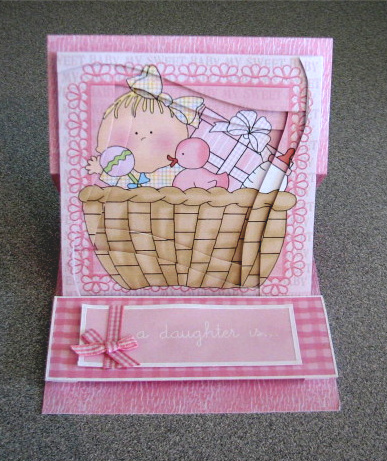 Pink Angel Teddy Easel Card Base 4 Mix N Match by Debbie Knechtel