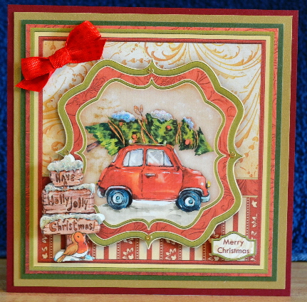 Retro Car Bringing Home the Tree Christmas 8x8 Mini Kit by Debbie Knechtel