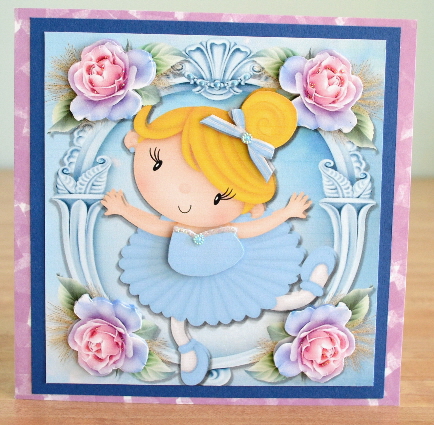 Beautiful Blue Ballerina with Roses 8x8 by Debbie Knechtel